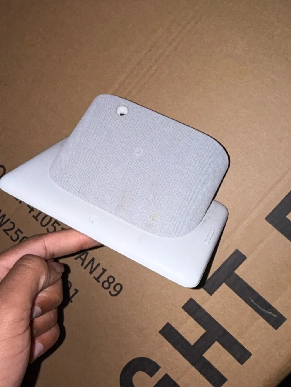 google Nest Hub smart display in white and light gray